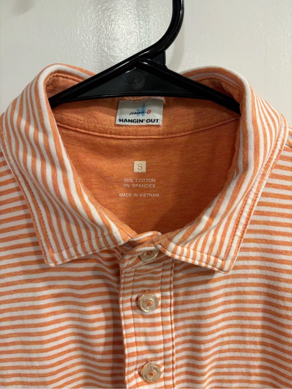 Johnnie-O Orange & White Striped Men's Polo Shirt